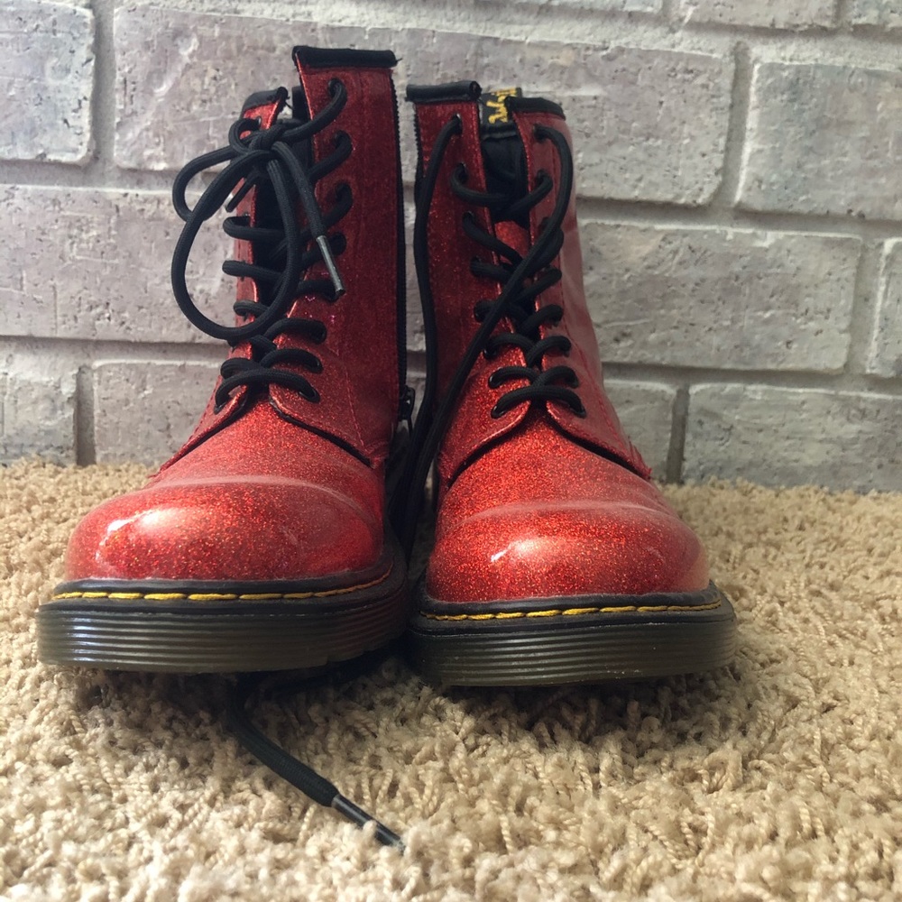 Doc Martens 1460 Red Glitter Delaney Zip Boot